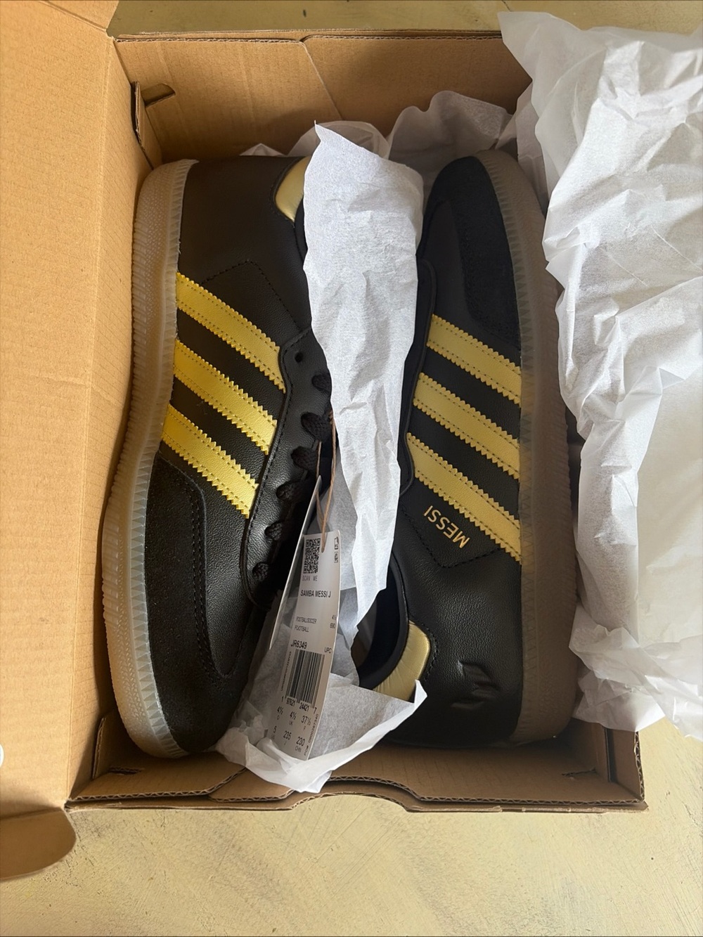 Adidas Samba x Messi J Black/Gold Metallic/Gum Big Kid's  Juniors JR6349 Size 5 - Picture 8 of 9